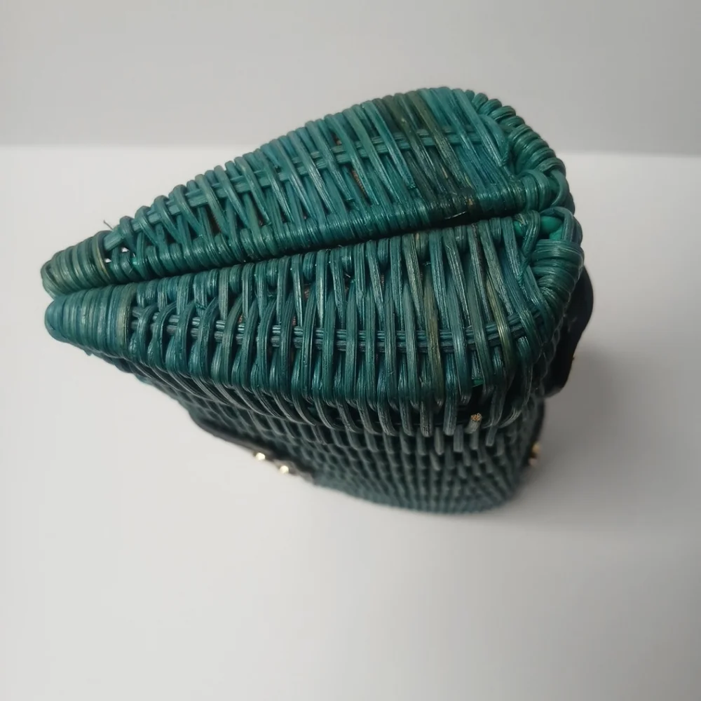 J. Crew Havana‎ wicker straw clutch Green purse